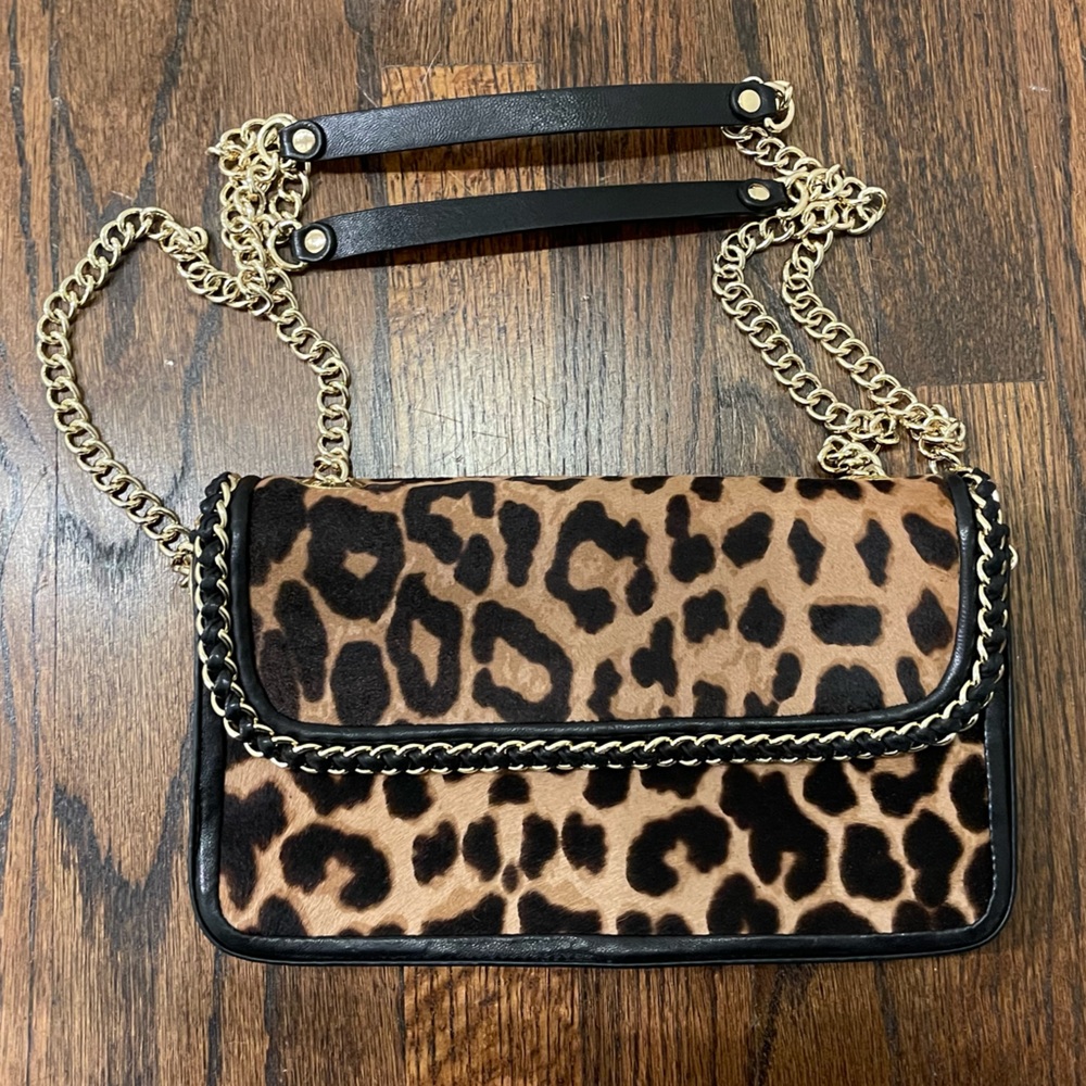 Henri Bendel cheetah and black leather handbag (Great Condition)